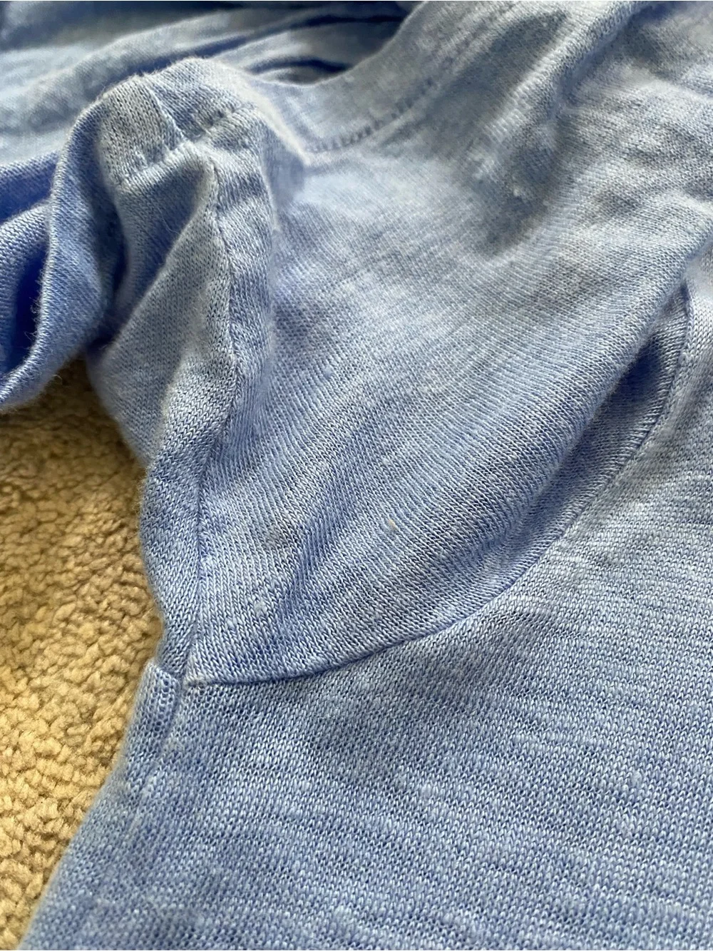 J. Crew Flutter Sleeve 100% Linen T-shirt Small Blue Lightweight Comfy